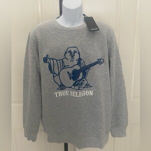 True Religion Grey Men's Sweat Shirt Sz L—-NWT